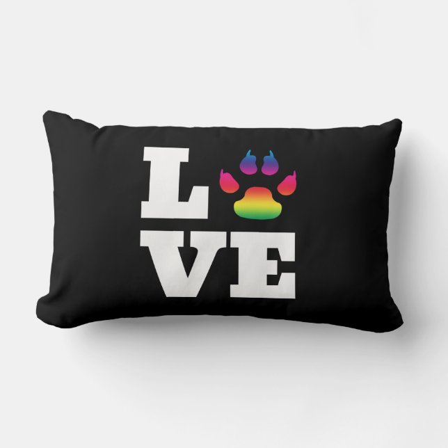 Rainbow paw lumbar pillow (Front)