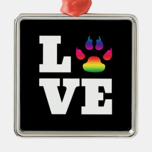Rainbow paw metal ornament