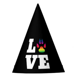 Rainbow paw party hat