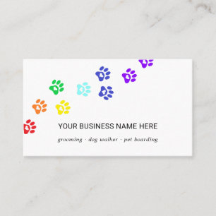 Rainbow paw path with heart business card