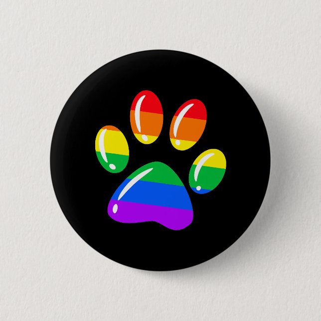 Rainbow Paw Print Dog Paw LGBT Pride LGBT Supporte 2 Inch Round Button (Front)