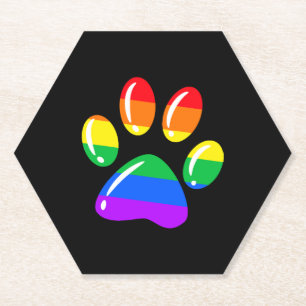 Rainbow Paw Print Dog Paw LGBT Pride LGBT Supporte Paper Coaster