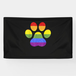 Rainbow Paw Print Dog Paw LGBT Pride Supporter Dog Banner