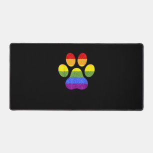 Rainbow Paw Print Dog Paw LGBT Pride Supporter Dog Desk Mat