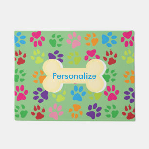 Rainbow Paw Print Door Mat