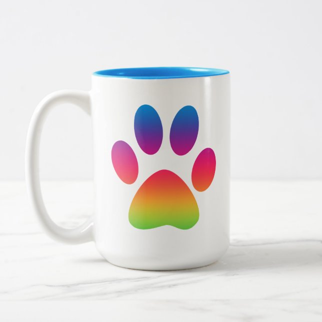 Rainbow Paw Print Mug (Left)