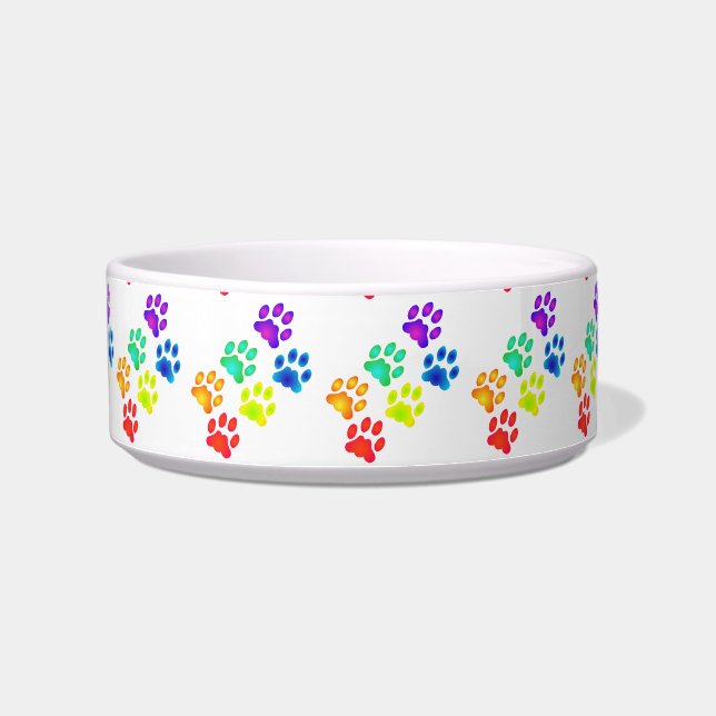 Rainbow Paw Prints Bowl (Left)