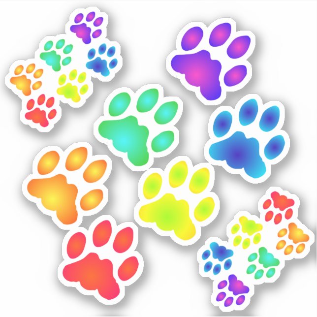 Rainbow Paw Prints Sticker Set (Front)