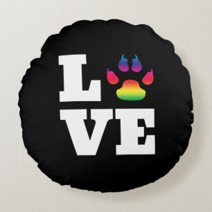 Rainbow paw round pillow