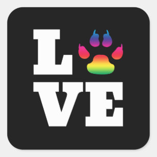 Rainbow paw square sticker
