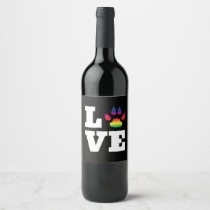 Rainbow paw wine label