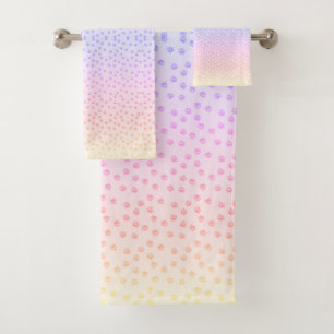 Rainbow pawprints bath towel set