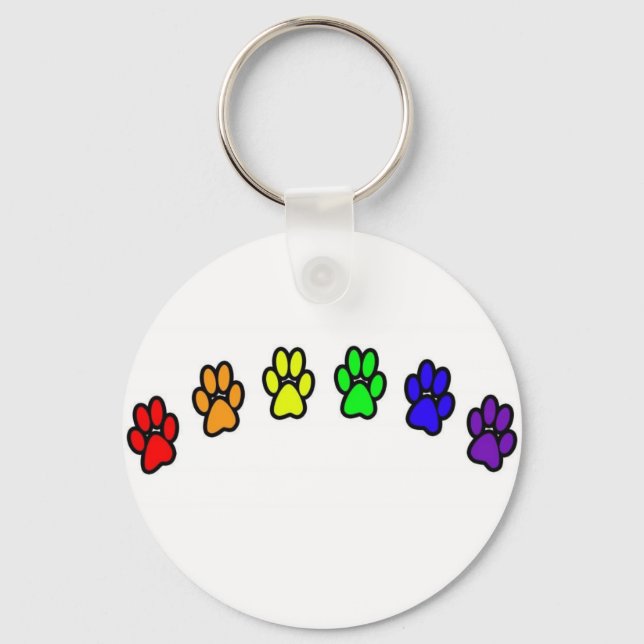 Rainbow Pawprints Keychain (Front)