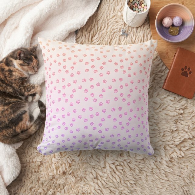 Rainbow pawprints throw pillow (Creator Uploaded)