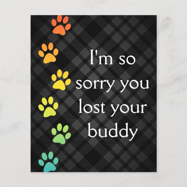 rainbow paws pet loss sympathy card (Front)