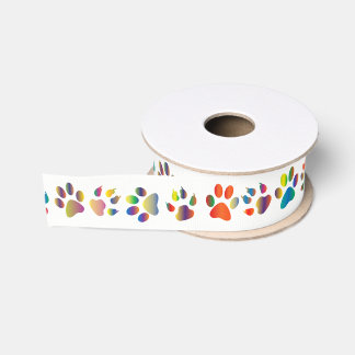 Rainbow Paws Ribbon Grosgrain Ribbon