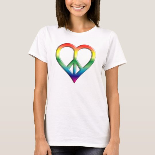 Rainbow Peace and Love Ladies Baby Doll (Fitted) T-Shirt