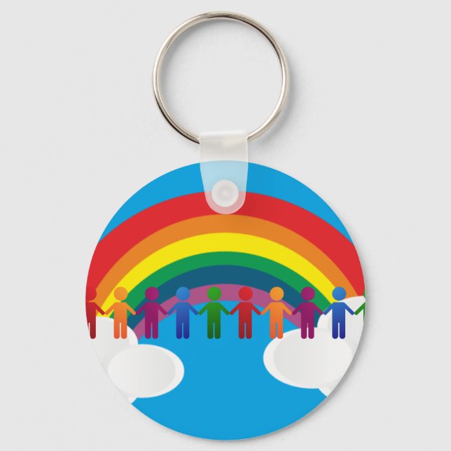 Rainbow peace flag keychain (Front)