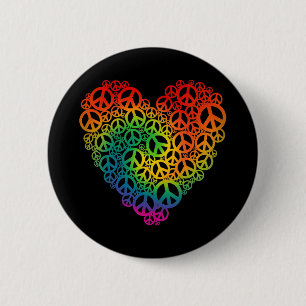 Rainbow Peace Heart 2 Inch Round Button