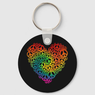 Rainbow Peace Heart Keychain