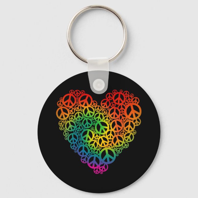 Rainbow Peace Heart Keychain (Front)
