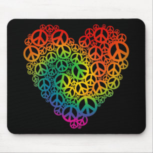 Rainbow Peace Heart Mouse Pad