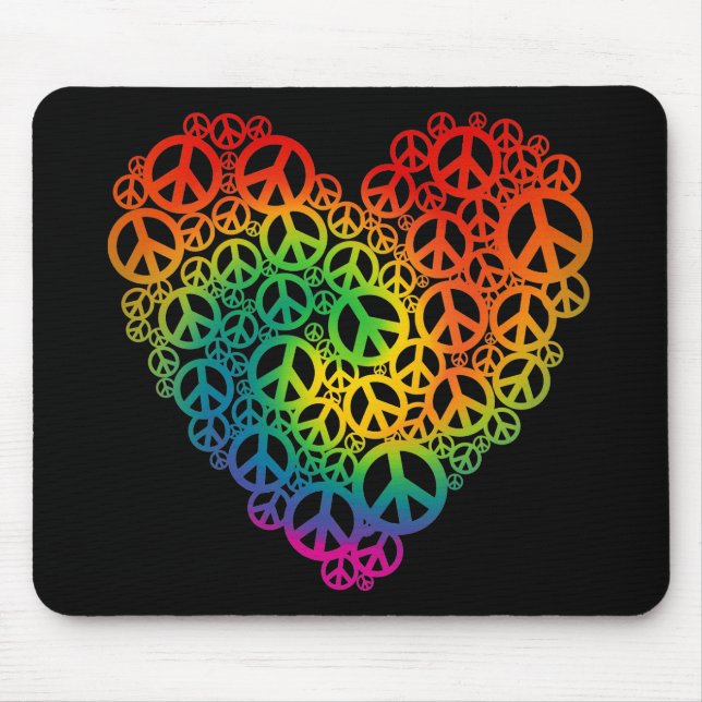 Rainbow Peace Heart Mouse Pad (Front)