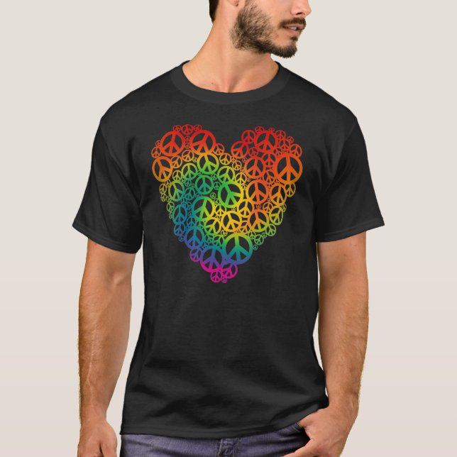 Rainbow Peace Heart T-Shirt (Front)