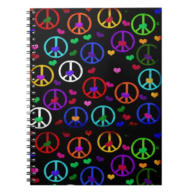 Rainbow Peace Hearts Notebook (Front)