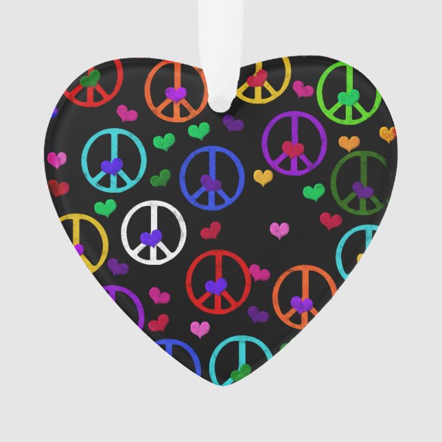 Rainbow Peace Hearts Ornament (Front)