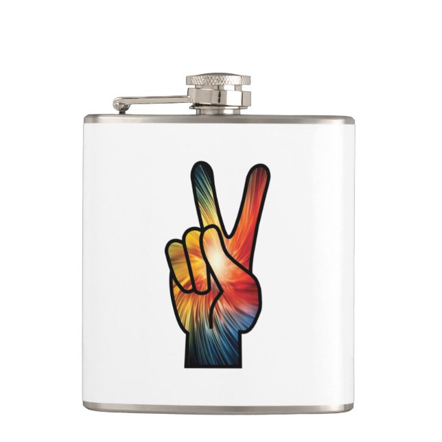 Rainbow Peace Hip Flask (Front)