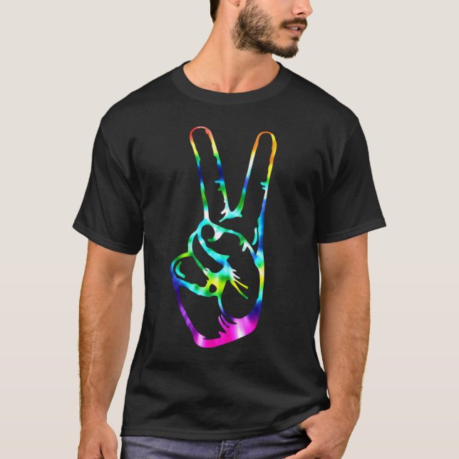 Rainbow Peace Love Tie Dye Pattern Cloth T-Shirt (Front)