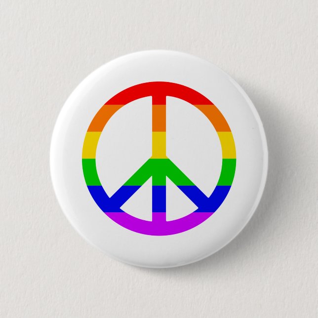 Rainbow Peace Sign 2 Inch Round Button (Front)