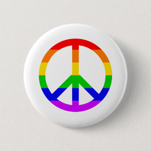 Rainbow Peace Sign 2 Inch Round Button