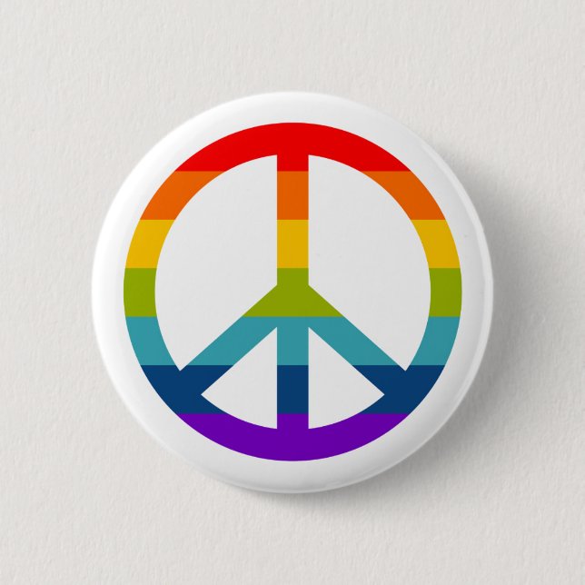 Rainbow Peace Sign 2 Inch Round Button (Front)