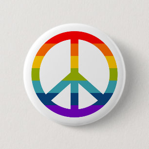 Rainbow Peace Sign 2 Inch Round Button