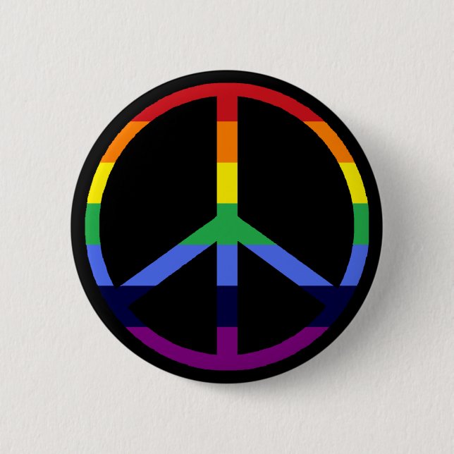 Rainbow Peace Sign 2 Inch Round Button (Front)