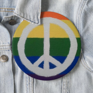 Rainbow Peace Sign Button