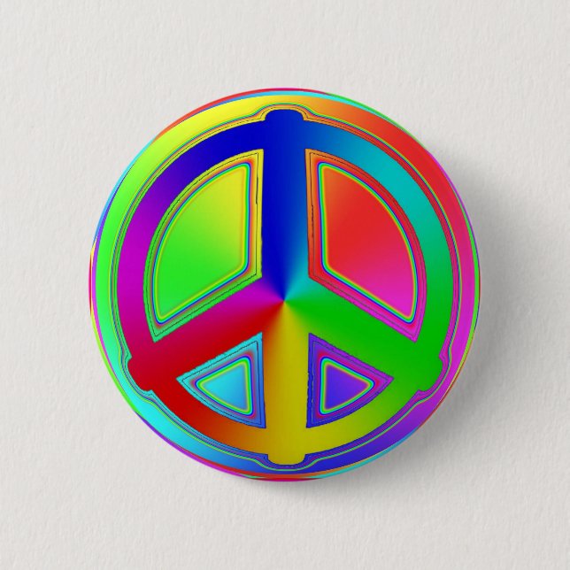 Rainbow Peace Sign button (Front)