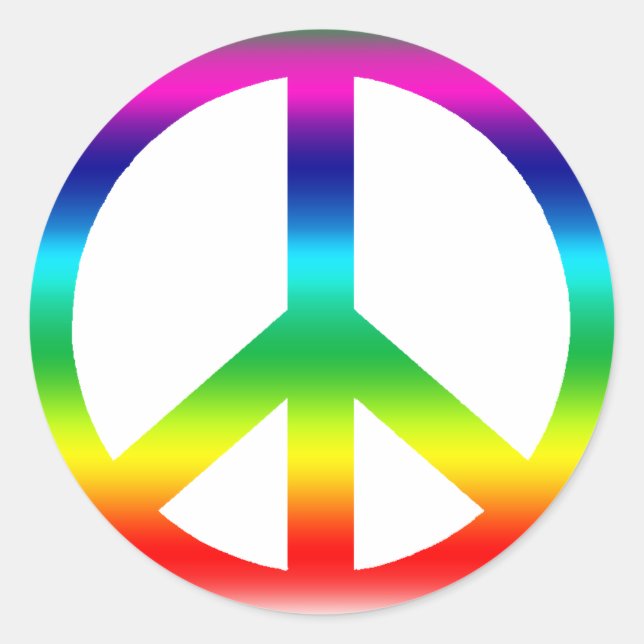 Rainbow Peace Sign Classic Round Sticker (Front)