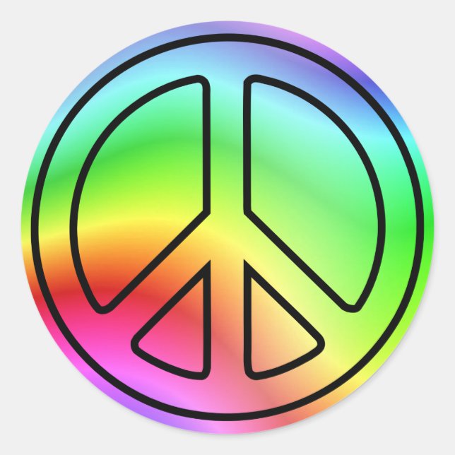 Rainbow Peace Sign Classic Round Stickers (Front)