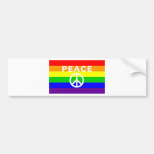 Rainbow peace sign flag bumper sticker
