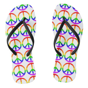 Rainbow Peace Sign Flip Flops