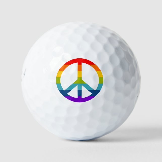 Rainbow Peace Sign Golf Balls (Front)