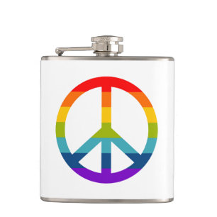 Rainbow Peace Sign Hip Flask