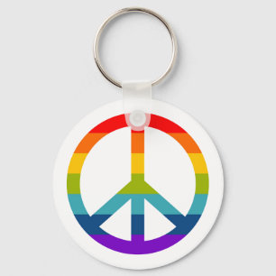 Rainbow Peace Sign Keychain