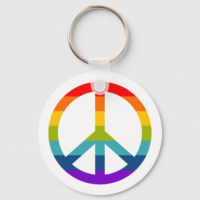 Rainbow Peace Sign Keychain (Front)
