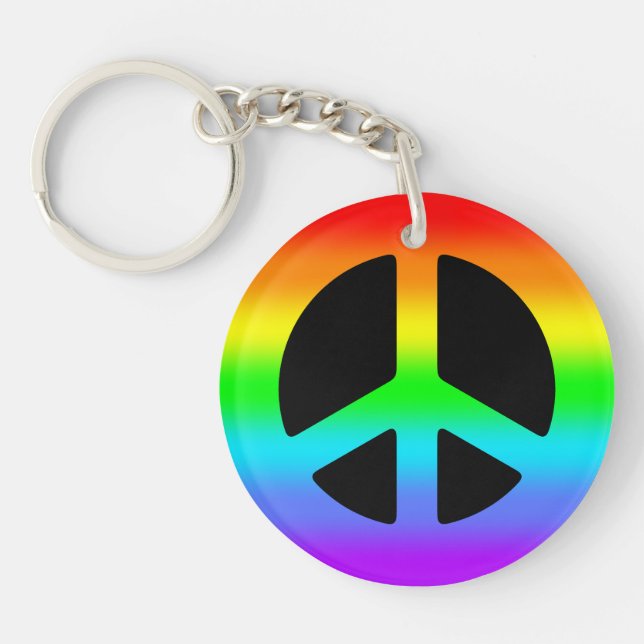 Rainbow Peace Sign Keychain (Front)