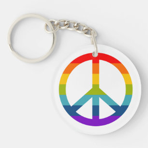 Rainbow Peace Sign Keychain