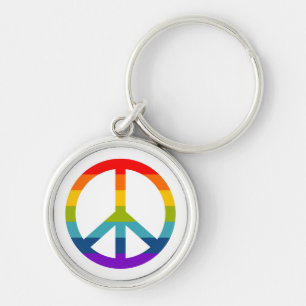 Rainbow Peace Sign Keychain
